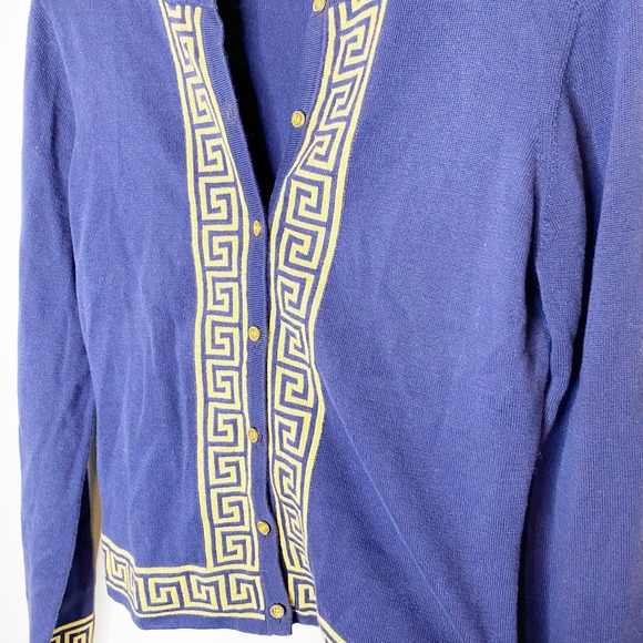 Lilly Pulitzer Greek Geometric Cardigan Navy and Gold Medium - Picture 3 of 7